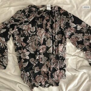 Black and pink sheer blouse, size M